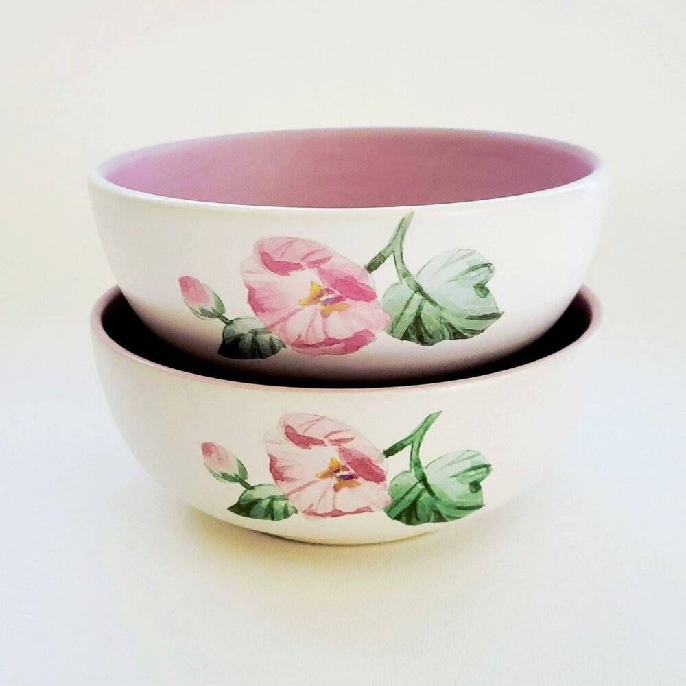 Vintage Pfaltzgraff Cape May Salad Plate Set, Light Purple Floral c.1990s USA